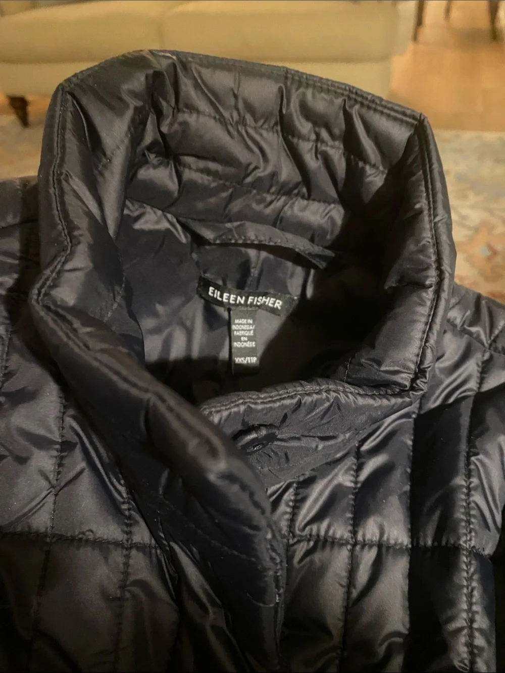 💐Eileen Fisher • Black • Quilted • Knee Length • Puffer Coat • Like New - Picture 5 of 13